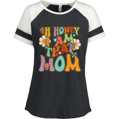 Groovy Mother Hippie Flower Oh Honey I Am That Mom Gift Enza Ladies Jersey Colorblock Tee