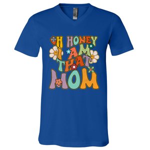 Groovy Mother Hippie Flower Oh Honey I Am That Mom Gift V-Neck T-Shirt