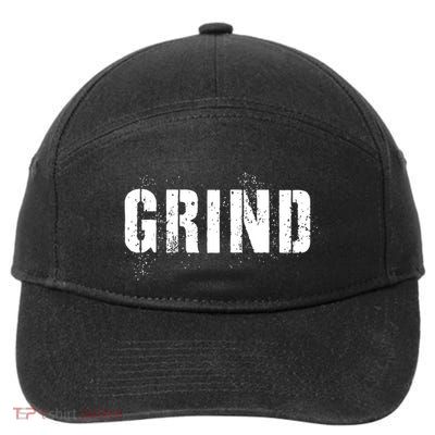 Grind Motivational Inspirational Hustle Distressed Cute Gift 7-Panel Snapback Hat