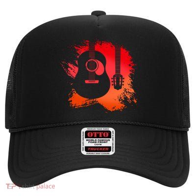 Guitar Musical Instrument Bassist Guitarist Great Gift High Crown Mesh Back Trucker Hat