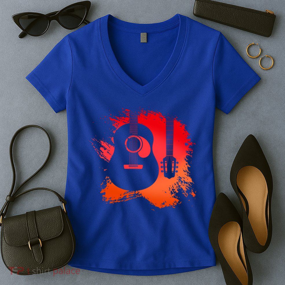 Guitar Musical Instrument Bassist Guitarist Great Gift Women's V-Neck T-Shirt