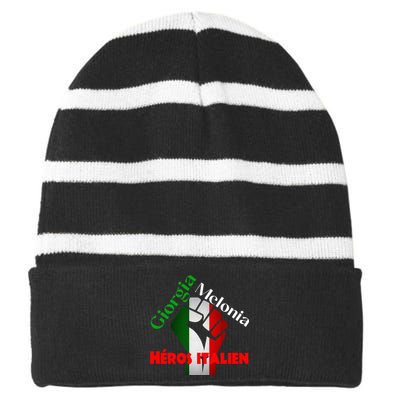 Georgia Meloni Italian Hero Striped Beanie with Solid Band