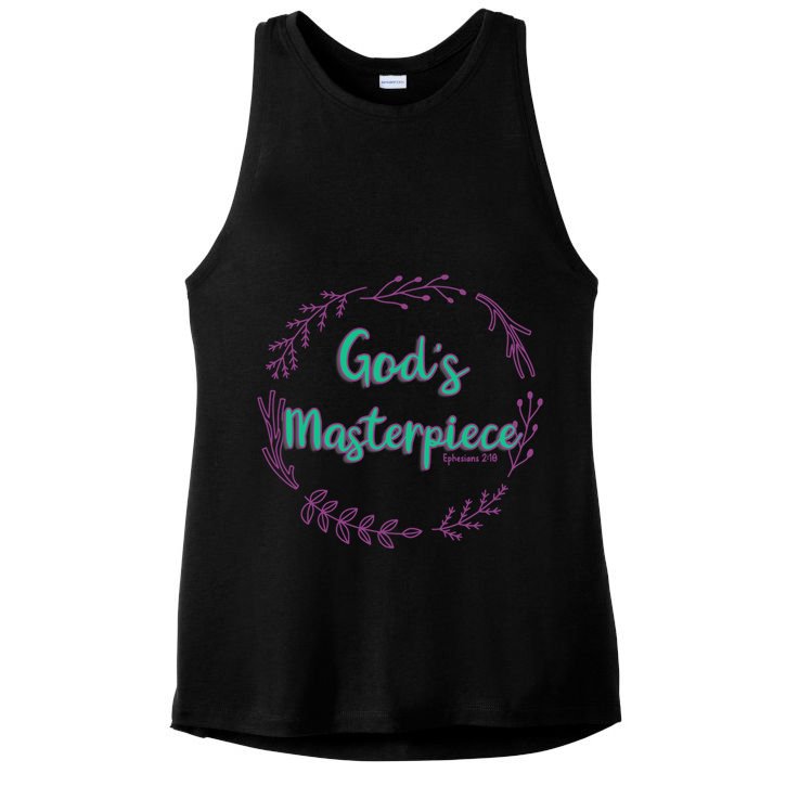 God's Masterpiece In Wreath Leaves Funny Gift Ladies PosiCharge Tri-Blend Wicking Tank