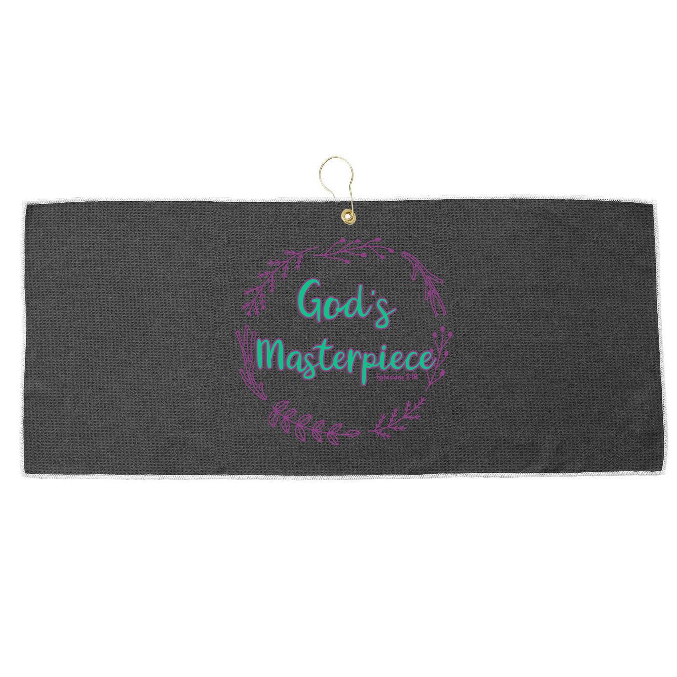God's Masterpiece In Wreath Leaves Funny Gift Large Microfiber Waffle Golf Towel