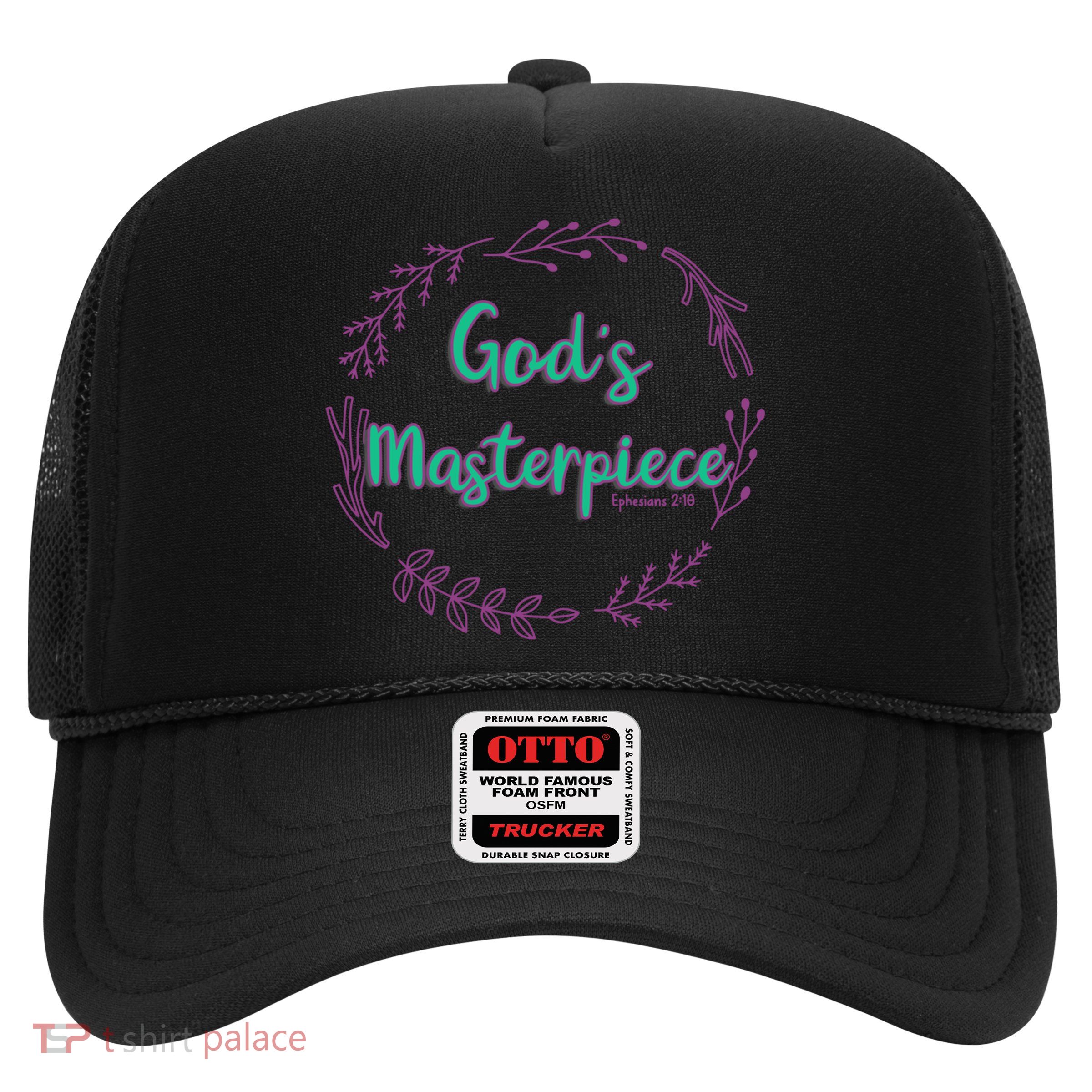 God's Masterpiece In Wreath Leaves Funny Gift Trucker Hat