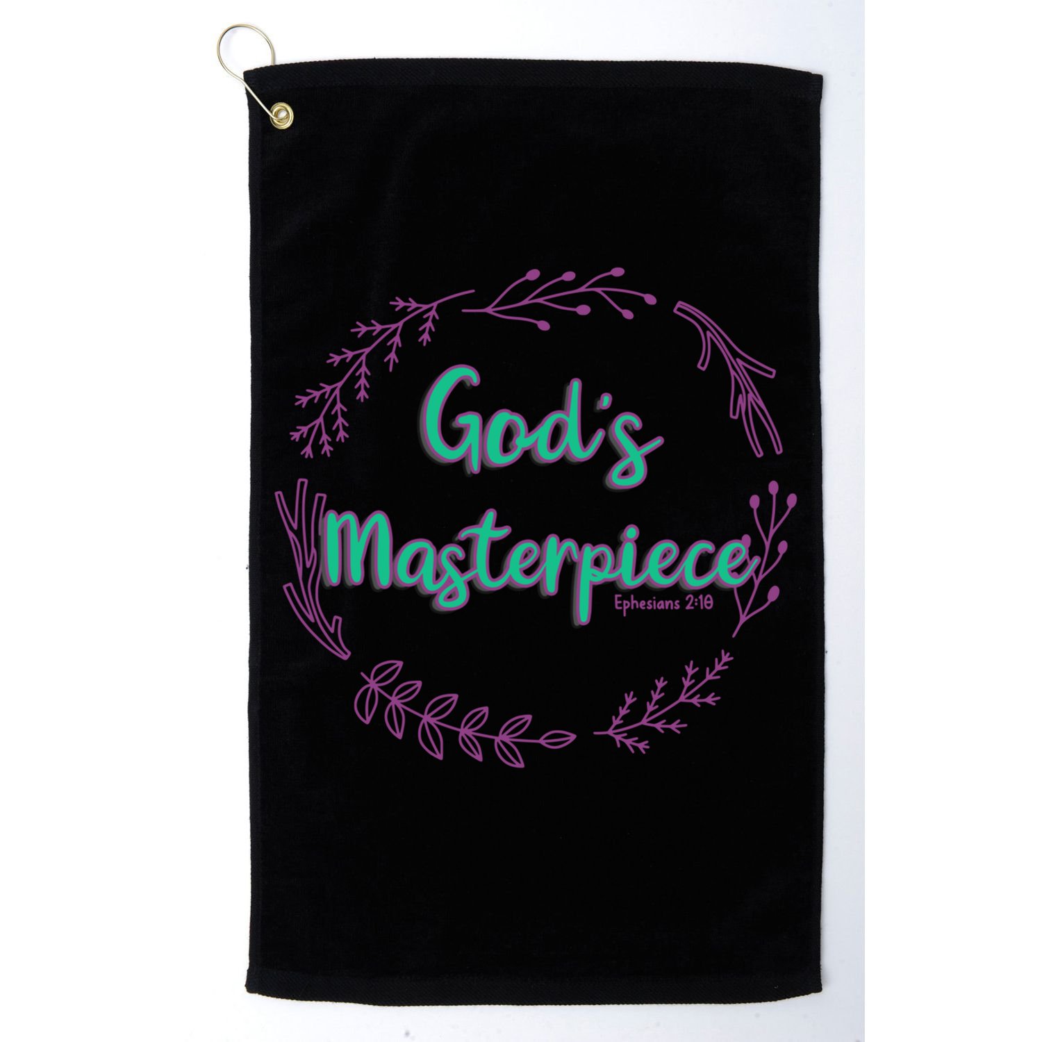 God's Masterpiece In Wreath Leaves Funny Gift Golf Towel