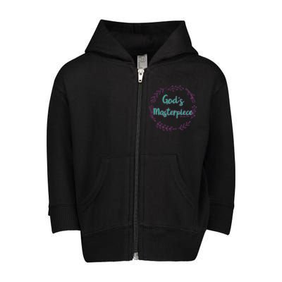 God's Masterpiece In Wreath Leaves Gift Toddler Zip Fleece Hoodie