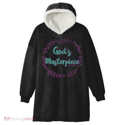 God's Masterpiece In Wreath Leaves Gift Hooded Wearable Blanket