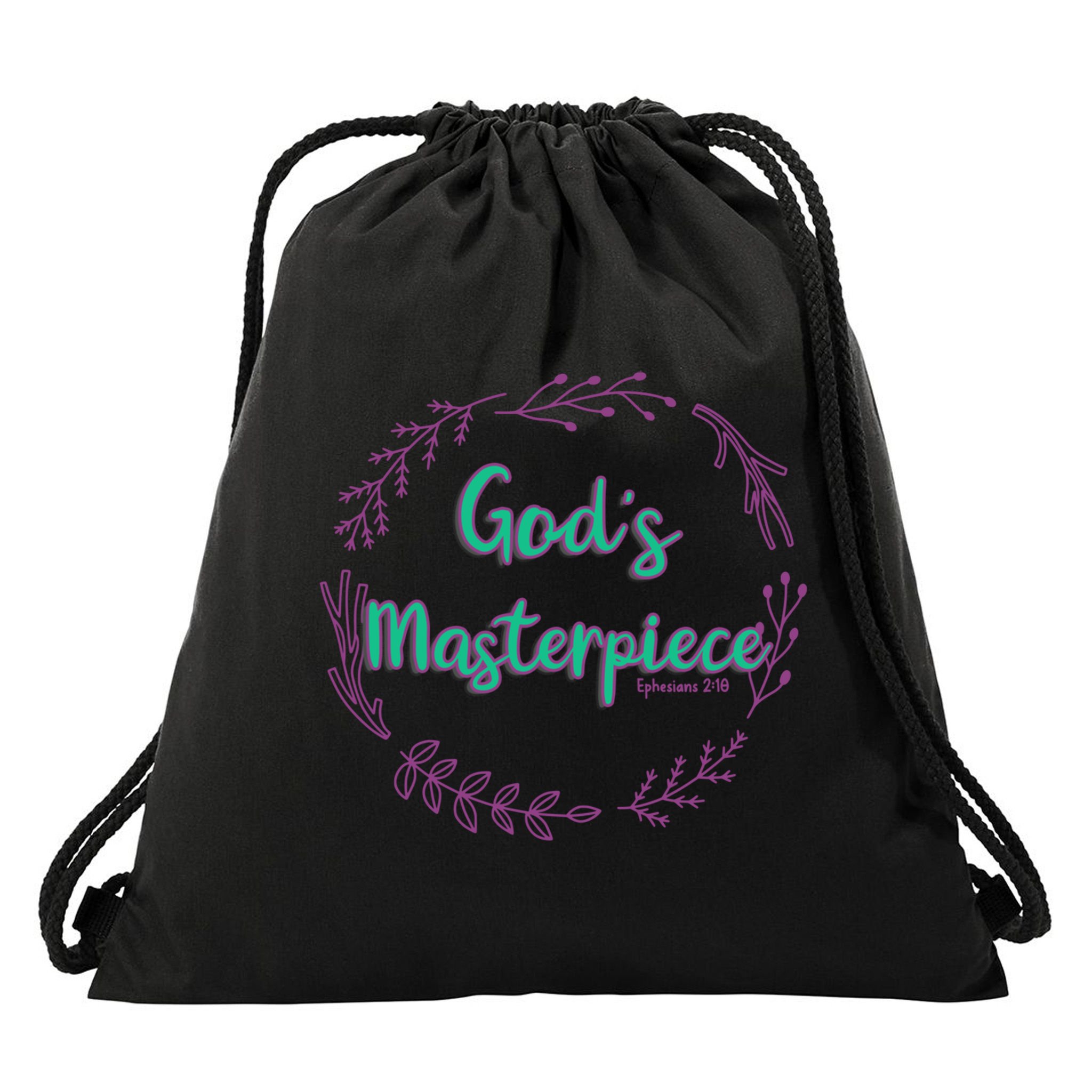God's Masterpiece In Wreath Leaves Gift Drawstring Bag