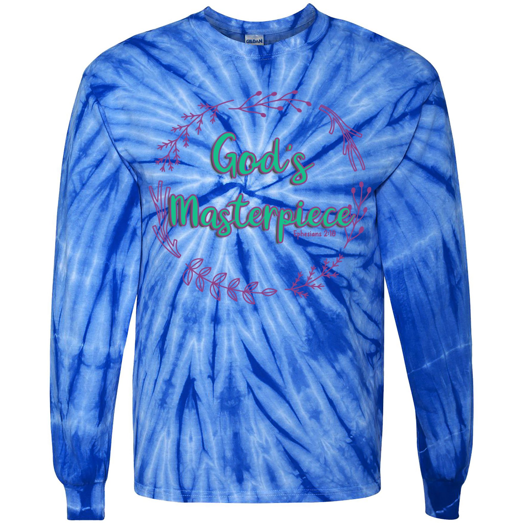 God's Masterpiece In Wreath Leaves Gift Tie-Dye Long Sleeve Shirt