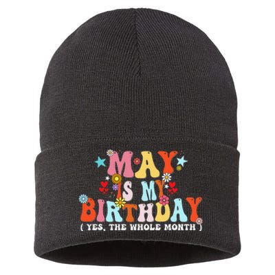 Groovy May Is My Birthday Yes The Whole Month Birthday Sustainable Knit Beanie