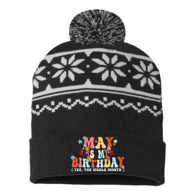 Groovy May Is My Birthday Yes The Whole Month Birthday USA-Made Snowflake Beanie