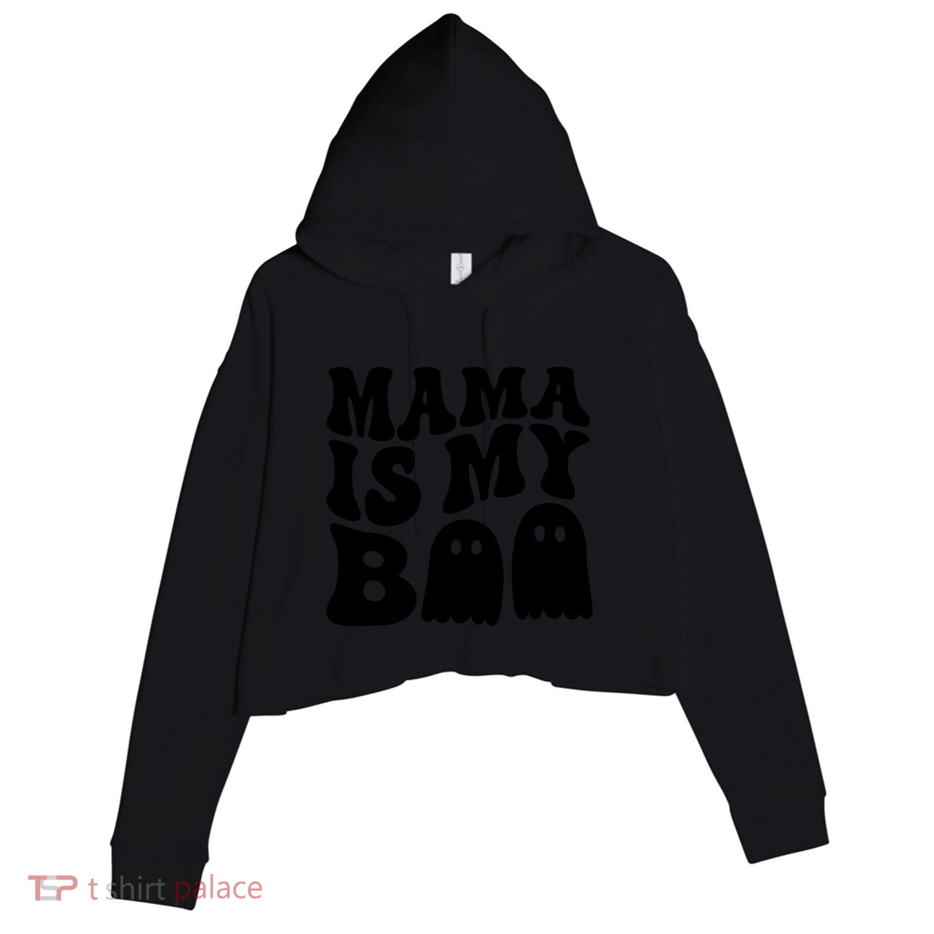 Groovy Mama Is My Boo Ghost Halloween Costume Crop Fleece Hoodie