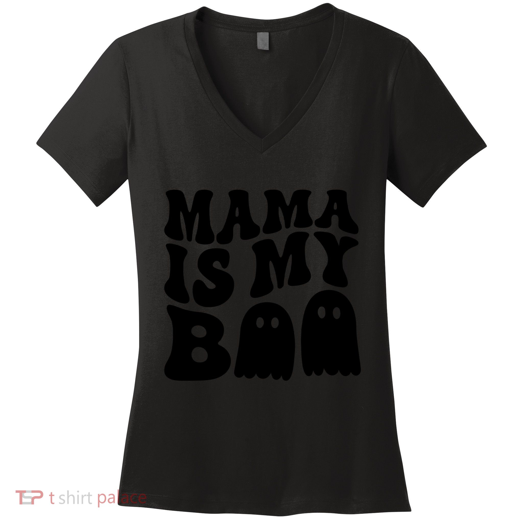 Groovy Mama Is My Boo Ghost Halloween Costume Women's V-Neck T-Shirt