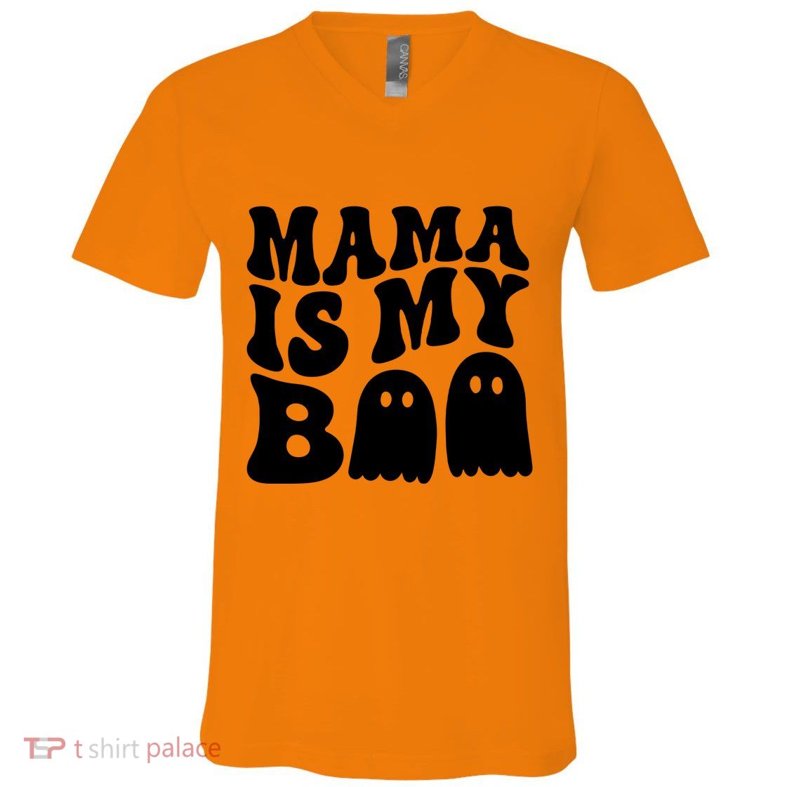 Groovy Mama Is My Boo Ghost Halloween Costume V-Neck T-Shirt