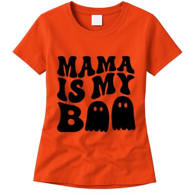 Groovy Mama Is My Boo Ghost Halloween Costume Womens T-Shirt