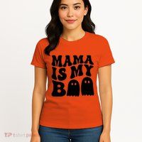 Groovy Mama Is My Boo Ghost Halloween Costume Womens T-Shirt
