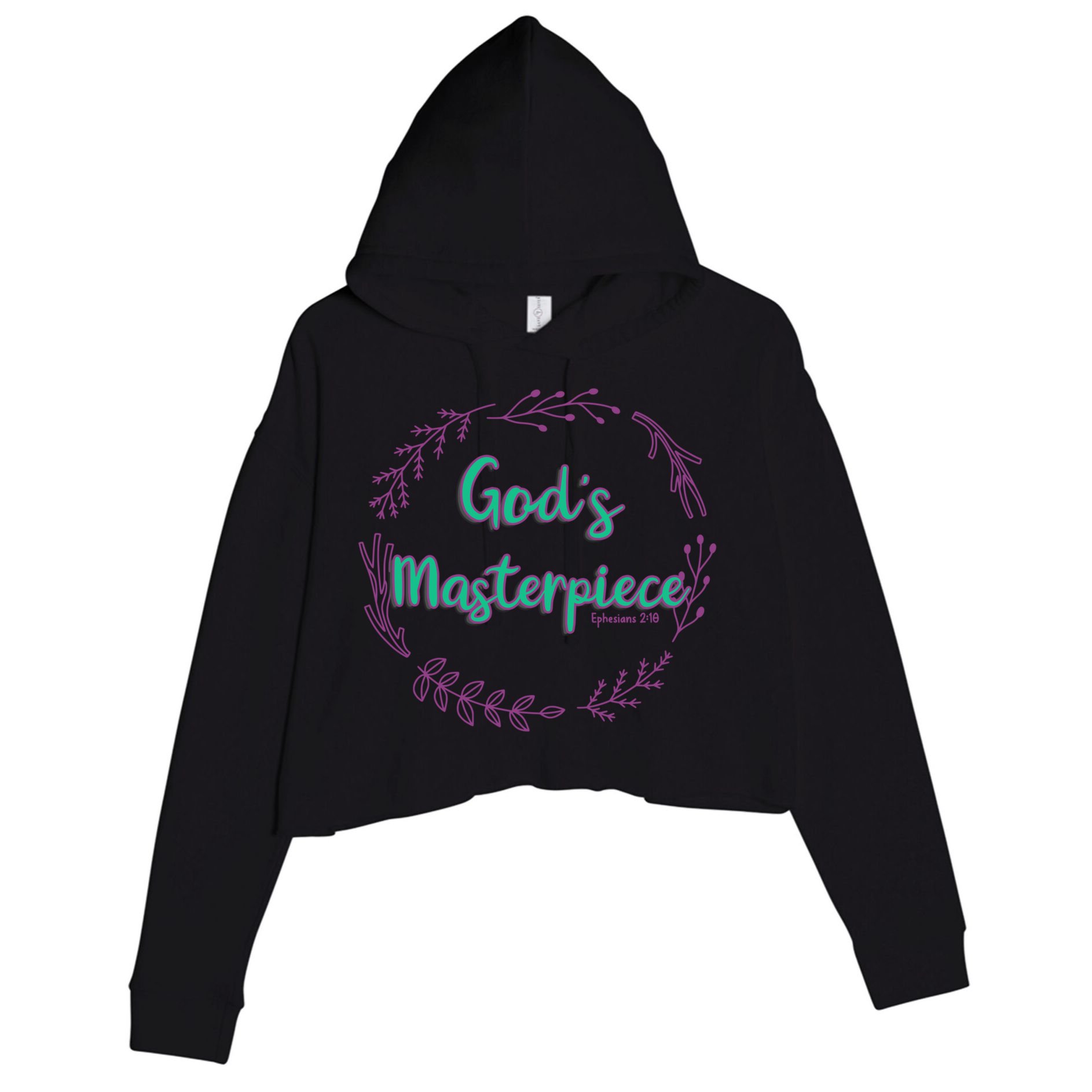 God's Masterpiece In Wreath Leaves Cute Gift Crop Fleece Hoodie