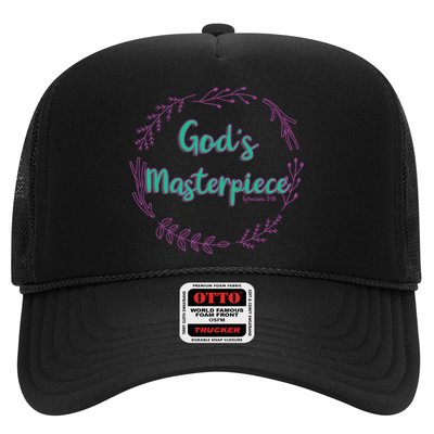 God's Masterpiece In Wreath Leaves Cute Gift Trucker Hat