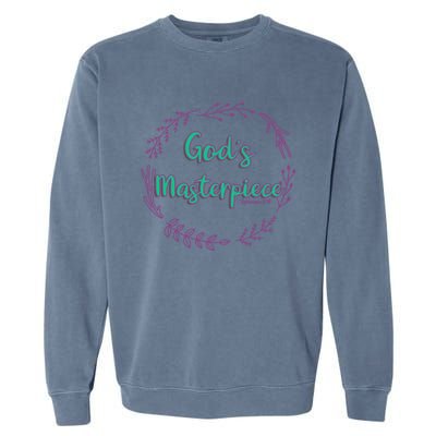 God's Masterpiece In Wreath Leaves Cute Gift Garment-Dyed Sweatshirt