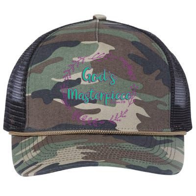 God's Masterpiece In Wreath Leaves Cute Gift Retro Rope Trucker Hat Cap