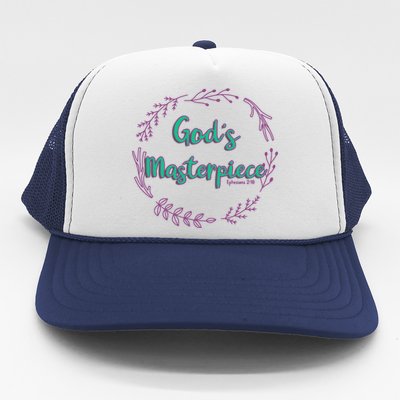 God's Masterpiece In Wreath Leaves Cute Gift Trucker Hat