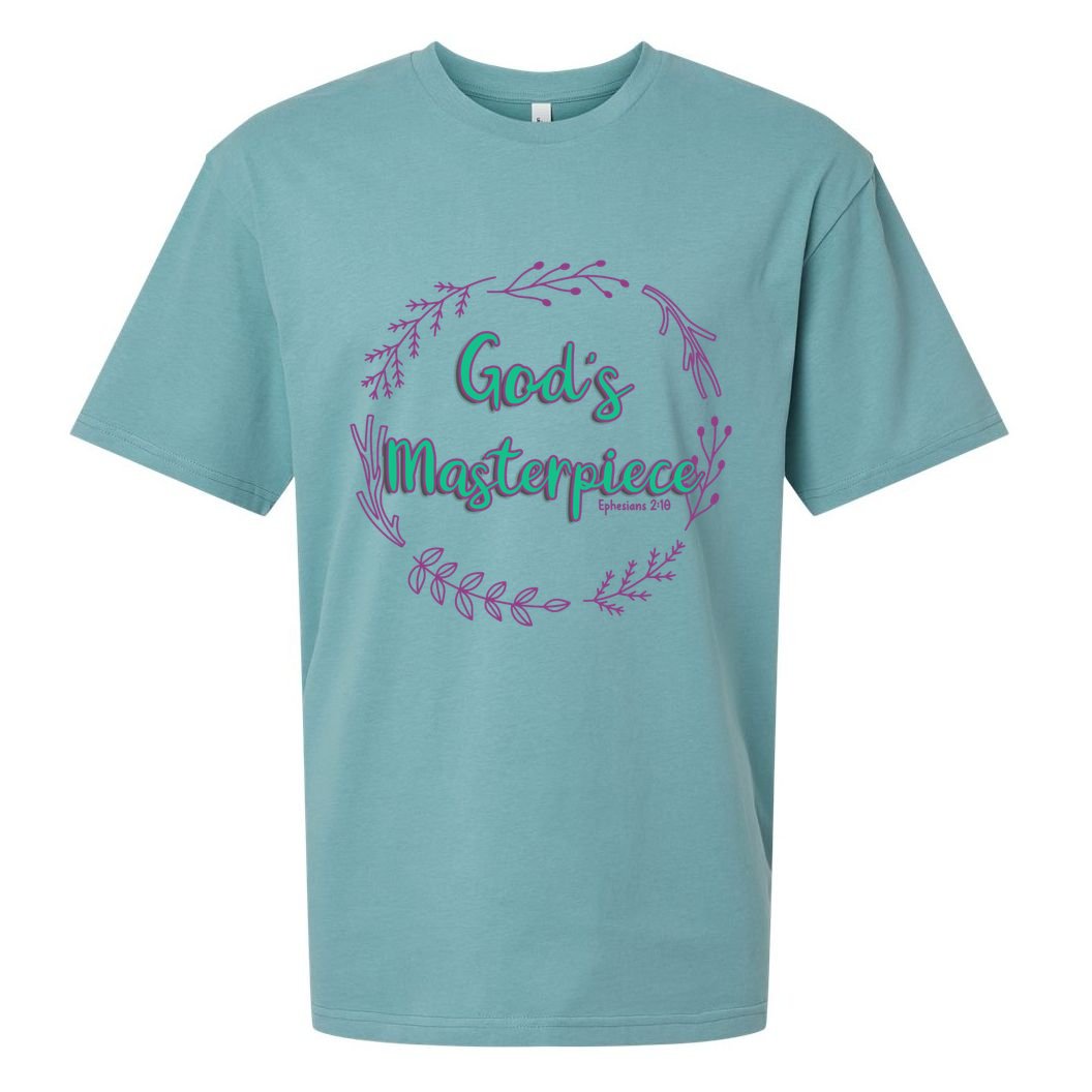 God's Masterpiece In Wreath Leaves Cute Gift Sueded Cloud Jersey T-Shirt