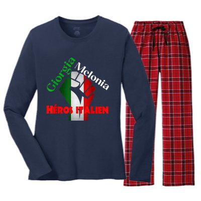 Georgia Meloni Italian Hero Women's Long Sleeve Flannel Pajama Set 