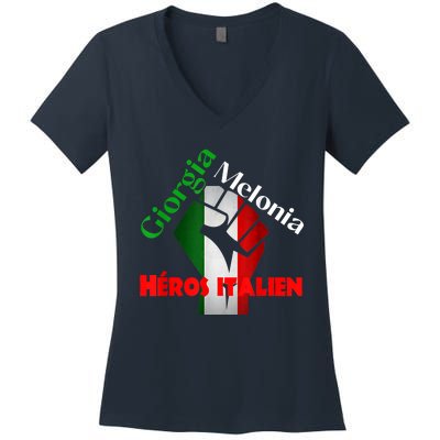 Georgia Meloni Italian Hero Women's V-Neck T-Shirt