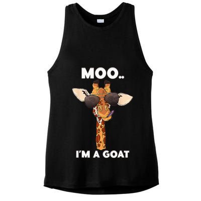 Giraffe Moo Im A Goat Farm Zoo Animal Giraffe Lover Ladies PosiCharge Tri-Blend Wicking Tank