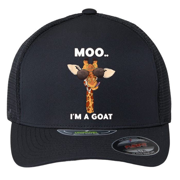Giraffe Moo Im A Goat Farm Zoo Animal Giraffe Lover Flexfit Unipanel Trucker Cap