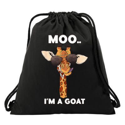 Giraffe Moo Im A Goat Farm Zoo Animal Giraffe Lover Drawstring Bag