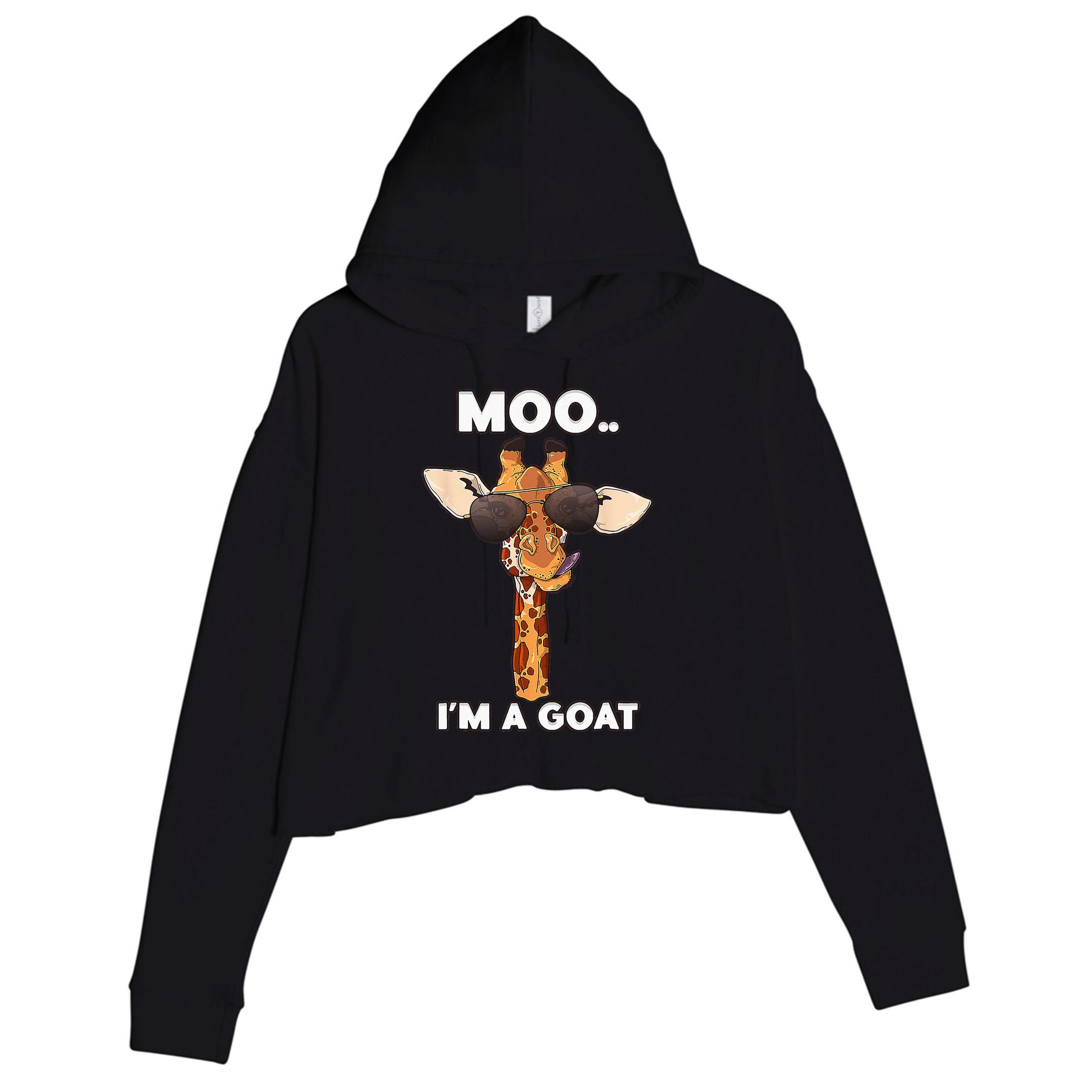 Giraffe Moo Im A Goat Farm Zoo Animal Giraffe Lover Crop Fleece Hoodie
