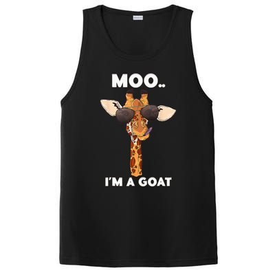 Giraffe Moo Im A Goat Farm Zoo Animal Giraffe Lover PosiCharge Competitor Tank