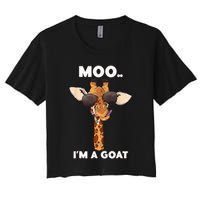 Giraffe Moo Im A Goat Farm Zoo Animal Giraffe Lover Women's Crop Top Tee