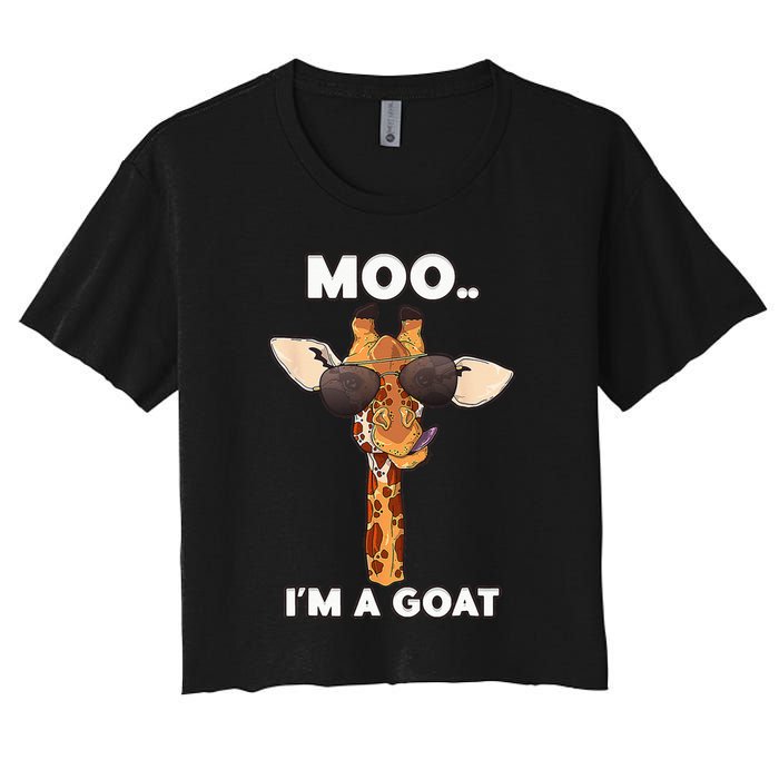 Giraffe Moo Im A Goat Farm Zoo Animal Giraffe Lover Women's Crop Top Tee