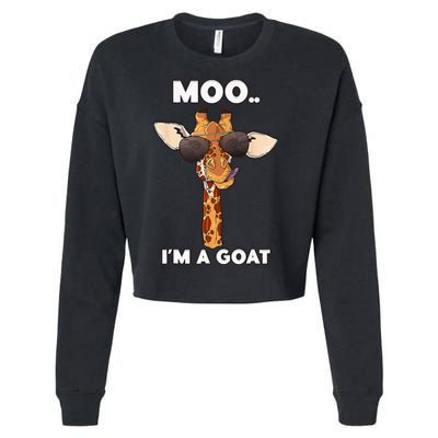 Giraffe Moo Im A Goat Farm Zoo Animal Giraffe Lover Cropped Pullover Crew