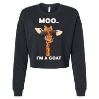 Giraffe Moo Im A Goat Farm Zoo Animal Giraffe Lover Cropped Pullover Crew