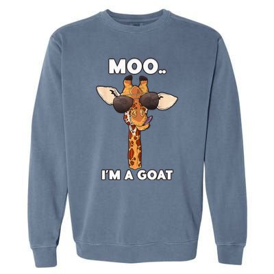 Giraffe Moo Im A Goat Farm Zoo Animal Giraffe Lover Garment-Dyed Sweatshirt