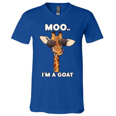 Giraffe Moo Im A Goat Farm Zoo Animal Giraffe Lover V-Neck T-Shirt