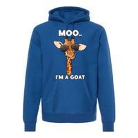 Giraffe Moo Im A Goat Farm Zoo Animal Giraffe Lover Premium Hoodie