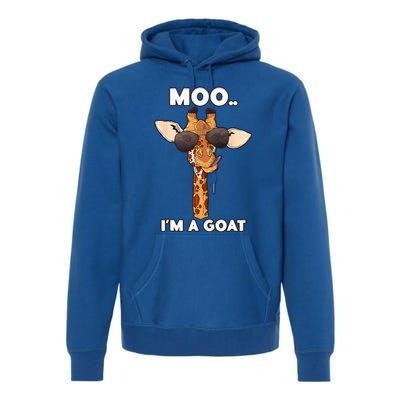 Giraffe Moo Im A Goat Farm Zoo Animal Giraffe Lover Premium Hoodie