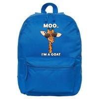 Giraffe Moo Im A Goat Farm Zoo Animal Giraffe Lover 16 in Basic Backpack