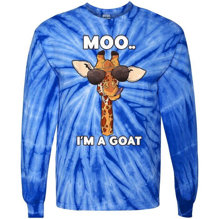 Giraffe Moo Im A Goat Farm Zoo Animal Giraffe Lover Tie-Dye Long Sleeve Shirt