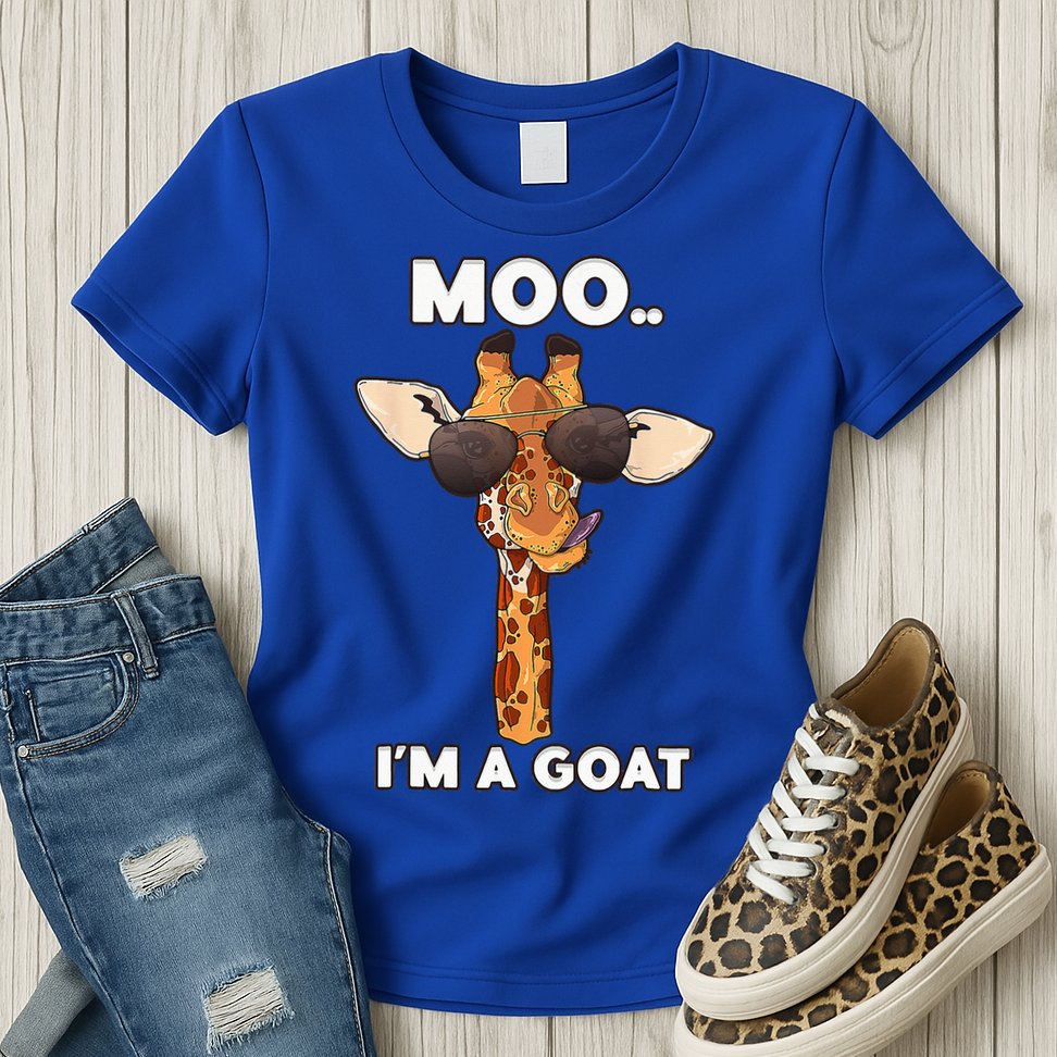 Giraffe Moo Im A Goat Farm Zoo Animal Giraffe Lover Womens T-Shirt