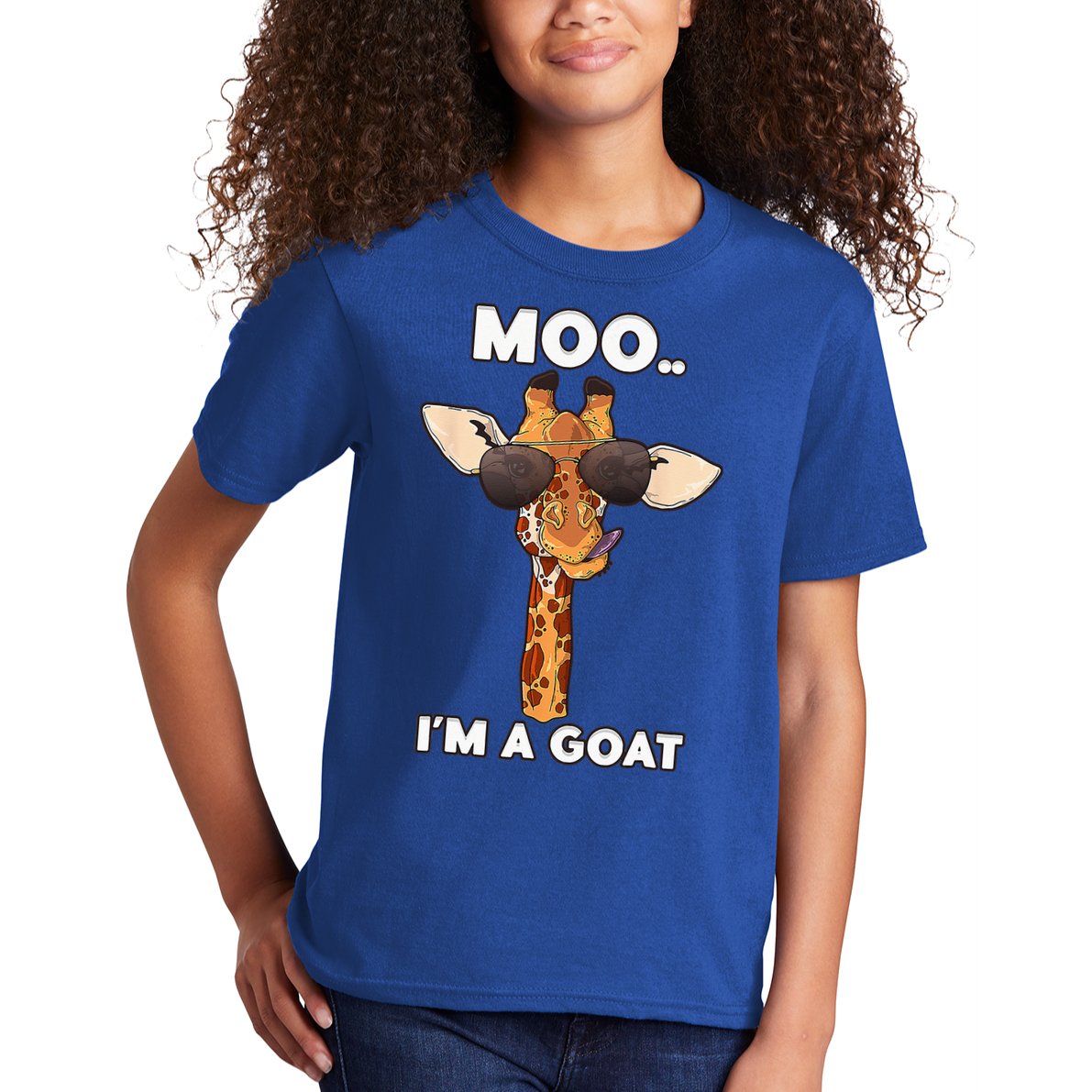 Giraffe Moo Im A Goat Farm Zoo Animal Giraffe Lover Kids T-Shirt