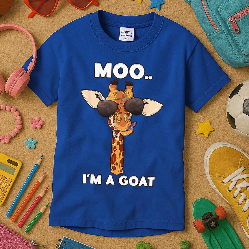 Giraffe Moo Im A Goat Farm Zoo Animal Giraffe Lover Kids T-Shirt