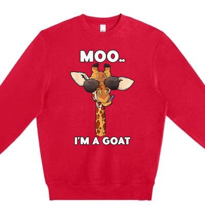 Giraffe Moo Im A Goat Farm Zoo Animal Giraffe Lover Premium Crewneck Sweatshirt