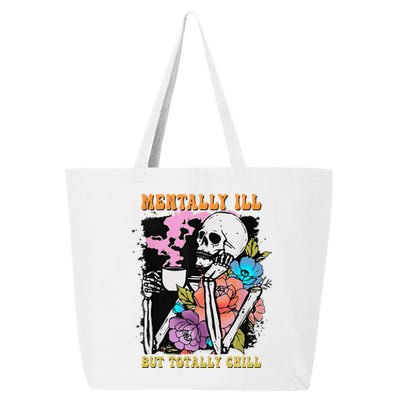 Groovy Mentally Ill But Totally Chill Halloween Skeleton 25L Jumbo Tote