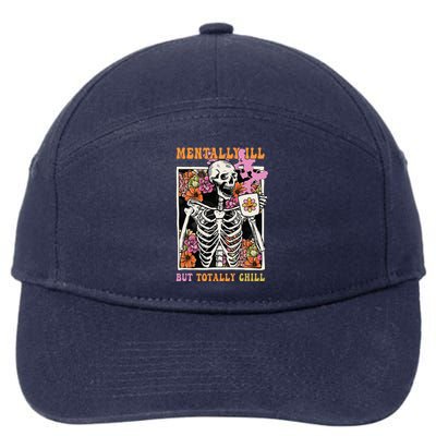 Groovy Mentally Ill But Totally Chill Halloween Skeleton 7-Panel Snapback Hat